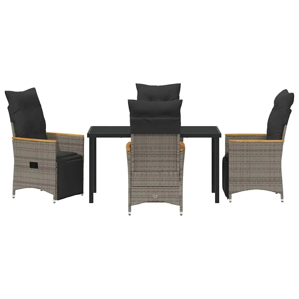 Garden Dining Set 5 Piece Grey Poly Rattan