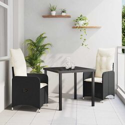 Premium 3 Piece Outdoor Dining Set in Black Rattan