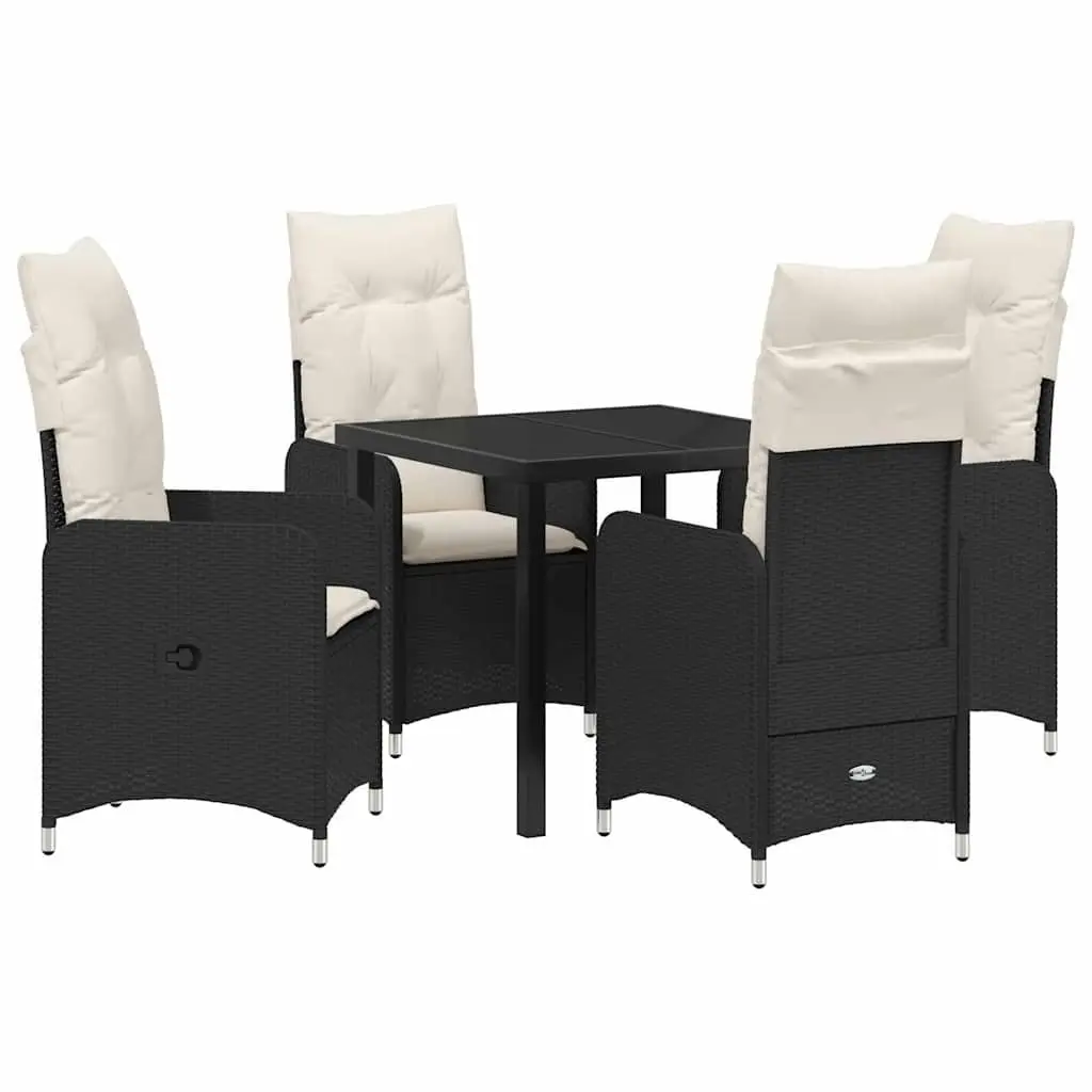 Garden Dining Set Poly Rattan Steel Black 5 Piece Outdoor Furniture