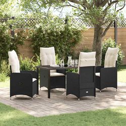 Durable 5-Piece Garden Dining Set in Black