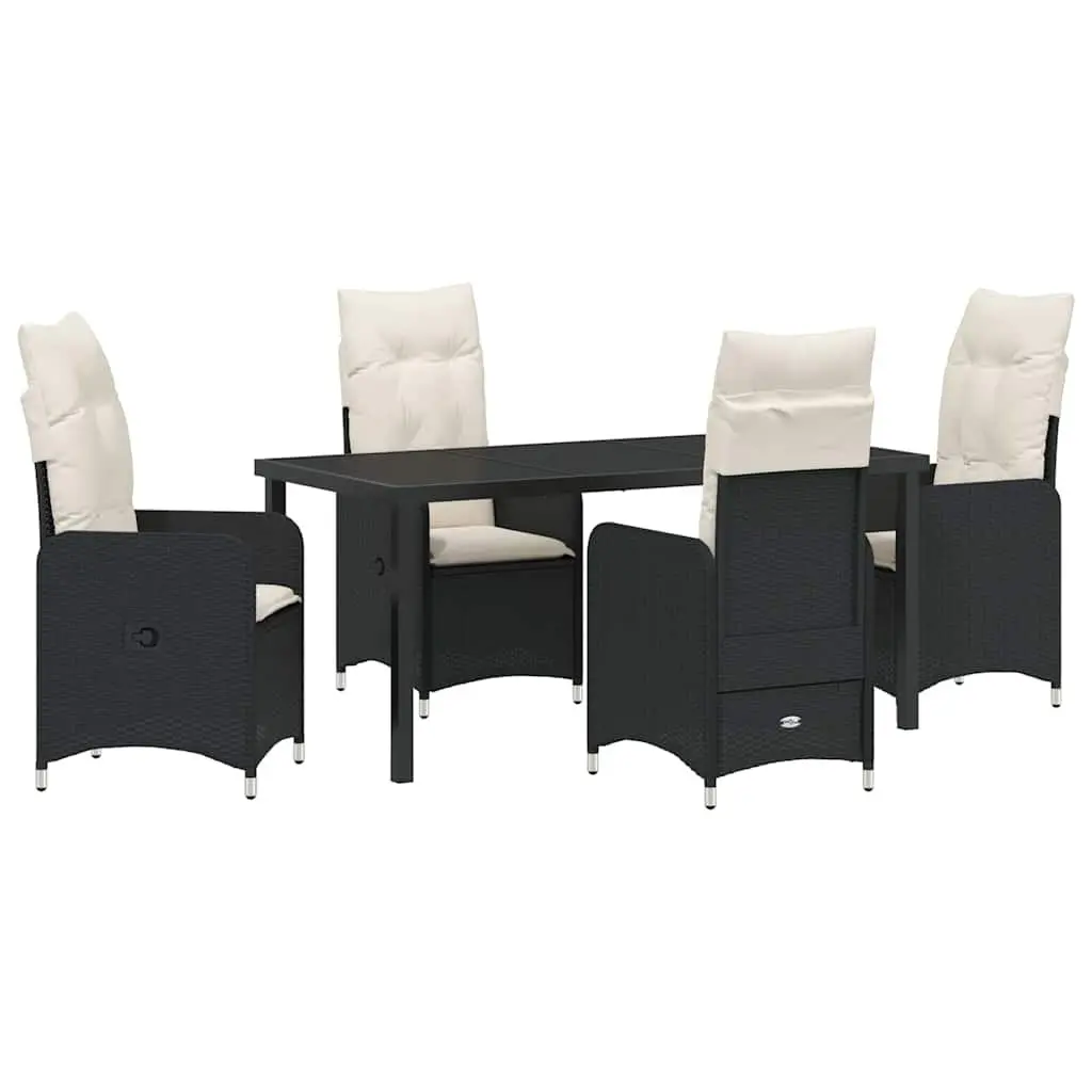 5-Piece Black Outdoor Garden Dining Set