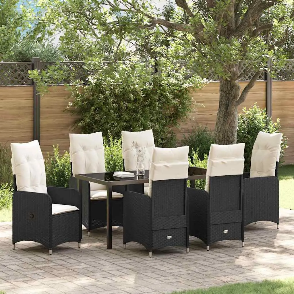 7-Piece Black Garden Dining Set