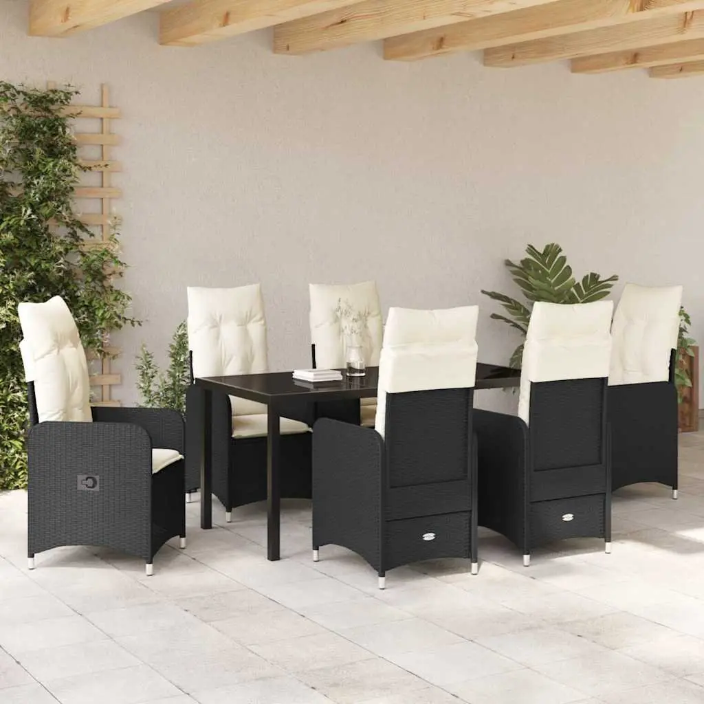 7-Piece Black Garden Dining Set