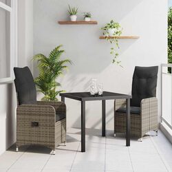 Grey Rattan 3-Piece Garden Dining Set for Outdoor Use