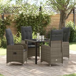 5-Piece Grey Outdoor Dining Set with Cushions