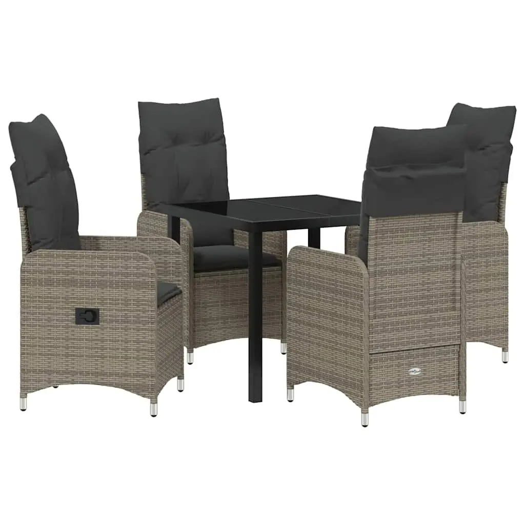 5-Piece Grey Outdoor Dining Set with Cushions
