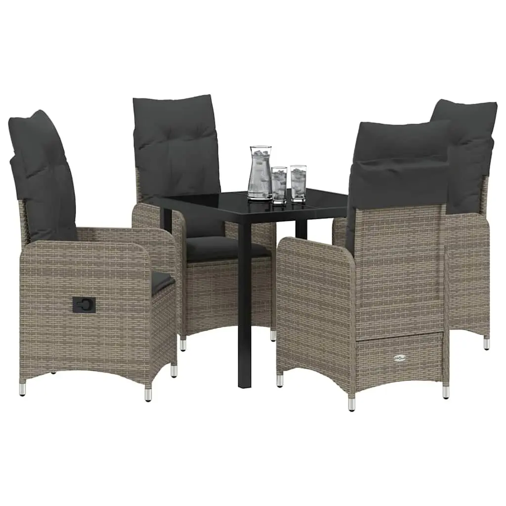 5-Piece Grey Outdoor Dining Set with Cushions