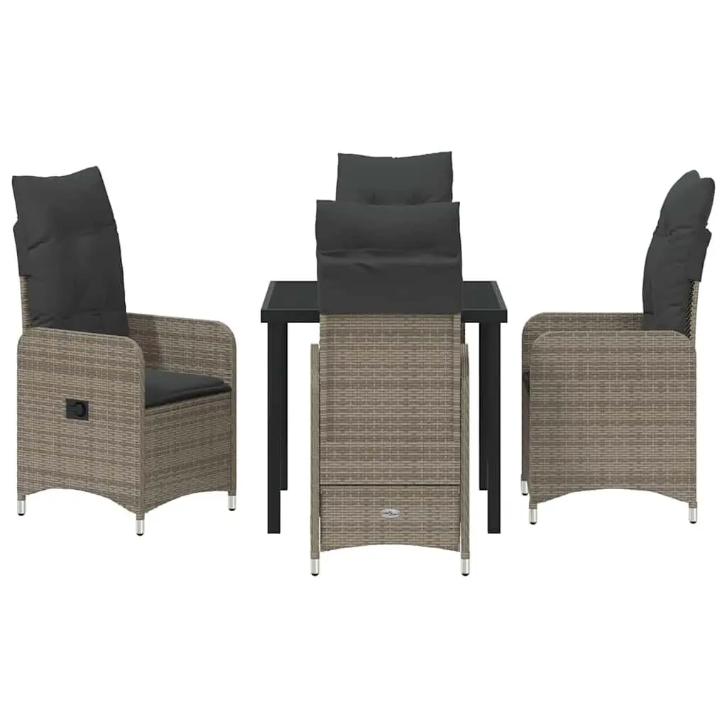 5-Piece Grey Outdoor Dining Set with Cushions