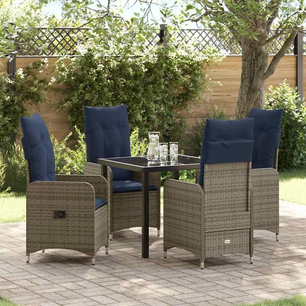 5-Piece Garden Dining Set with Adjustable Chairs