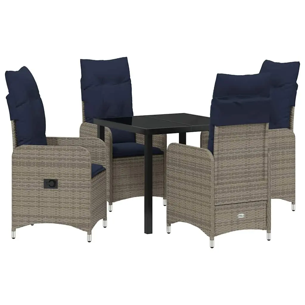 5-Piece Garden Dining Set with Adjustable Chairs