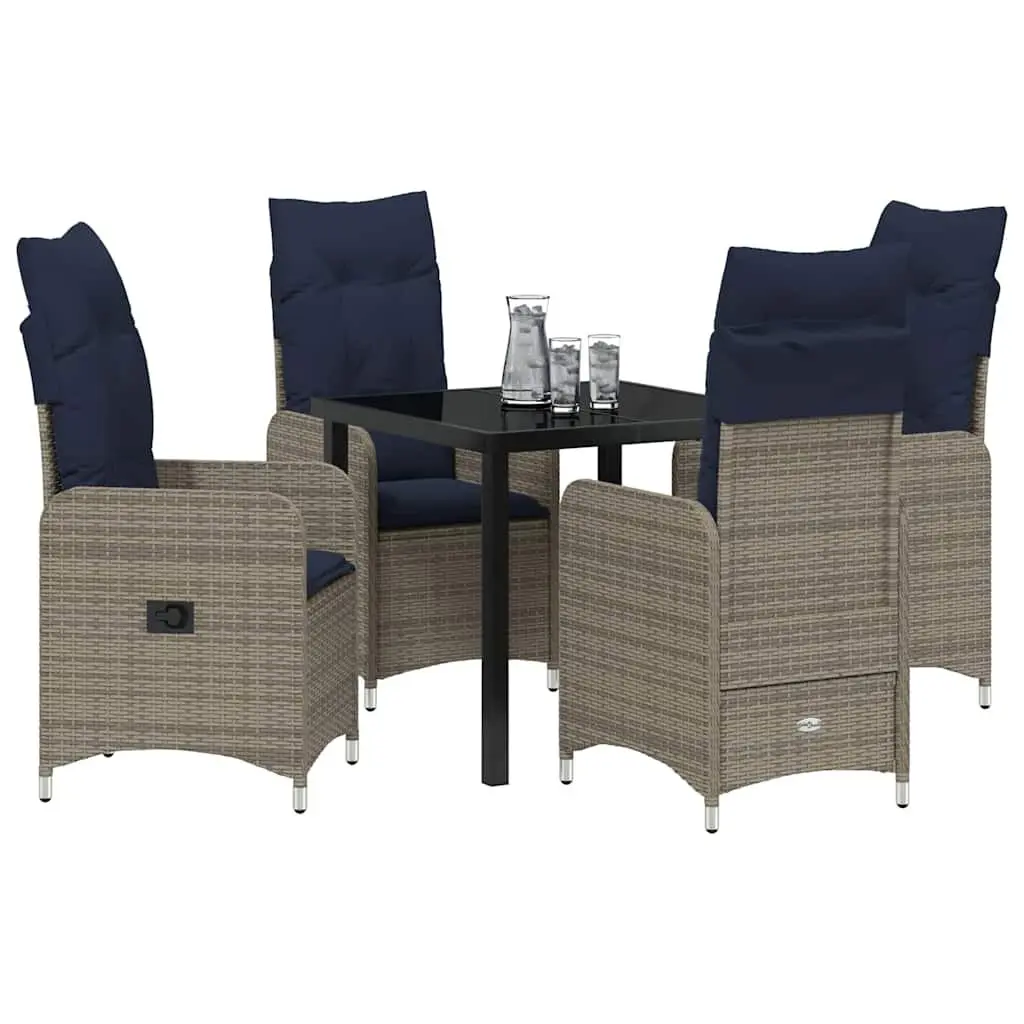 5-Piece Garden Dining Set with Adjustable Chairs