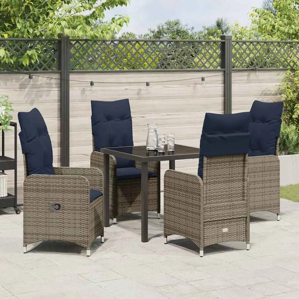 5-Piece Garden Dining Set with Adjustable Chairs