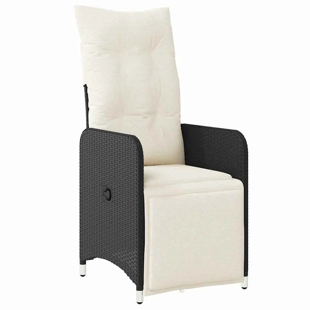 5-Piece Black Poly Rattan Dining Set