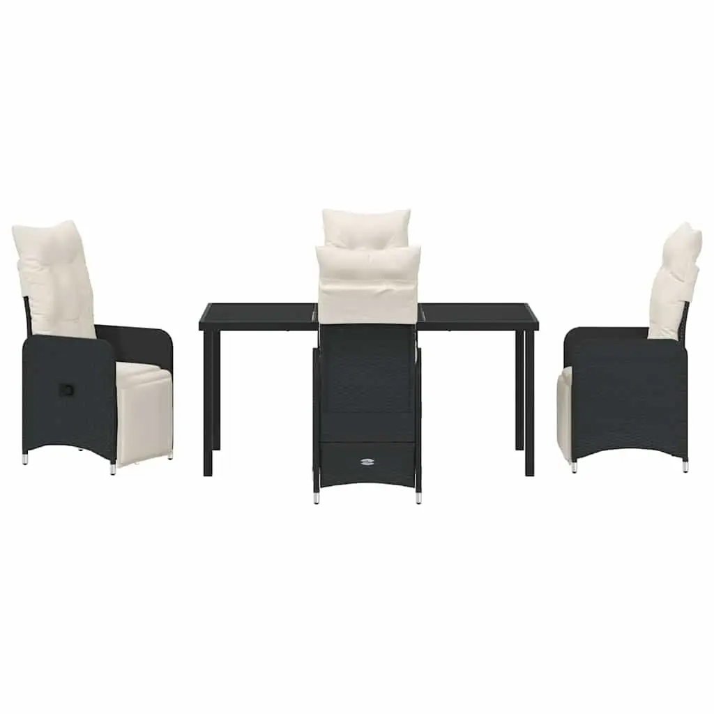 5-Piece Black Poly Rattan Dining Set