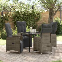 Sturdy 5-Piece Outdoor Dining Set in Grey Poly Rattan