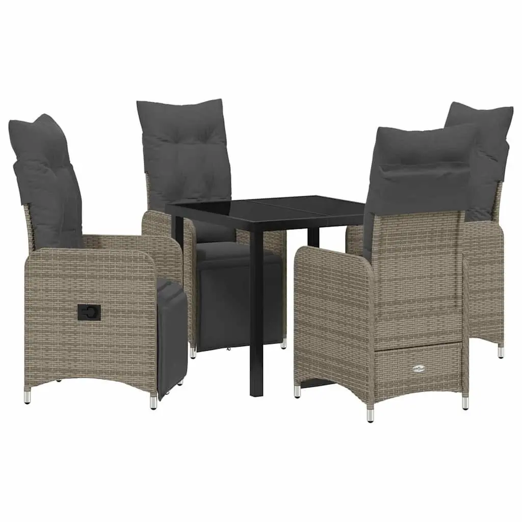 5-Piece Outdoor Dining Set in Grey Poly Rattan
