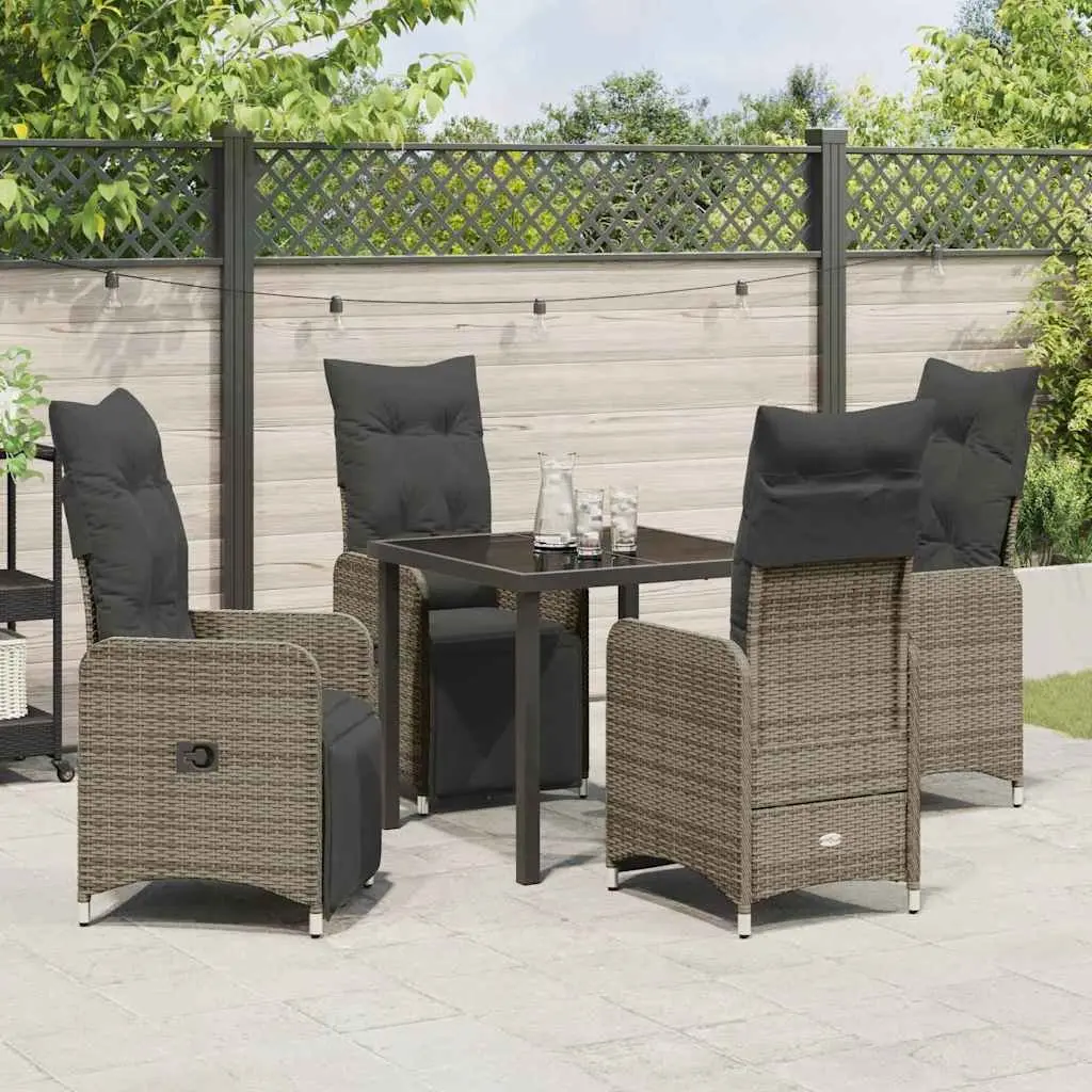 5-Piece Outdoor Dining Set in Grey Poly Rattan