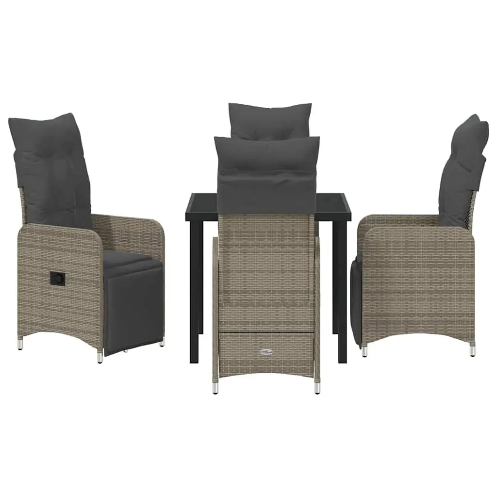 5-Piece Outdoor Dining Set in Grey Poly Rattan