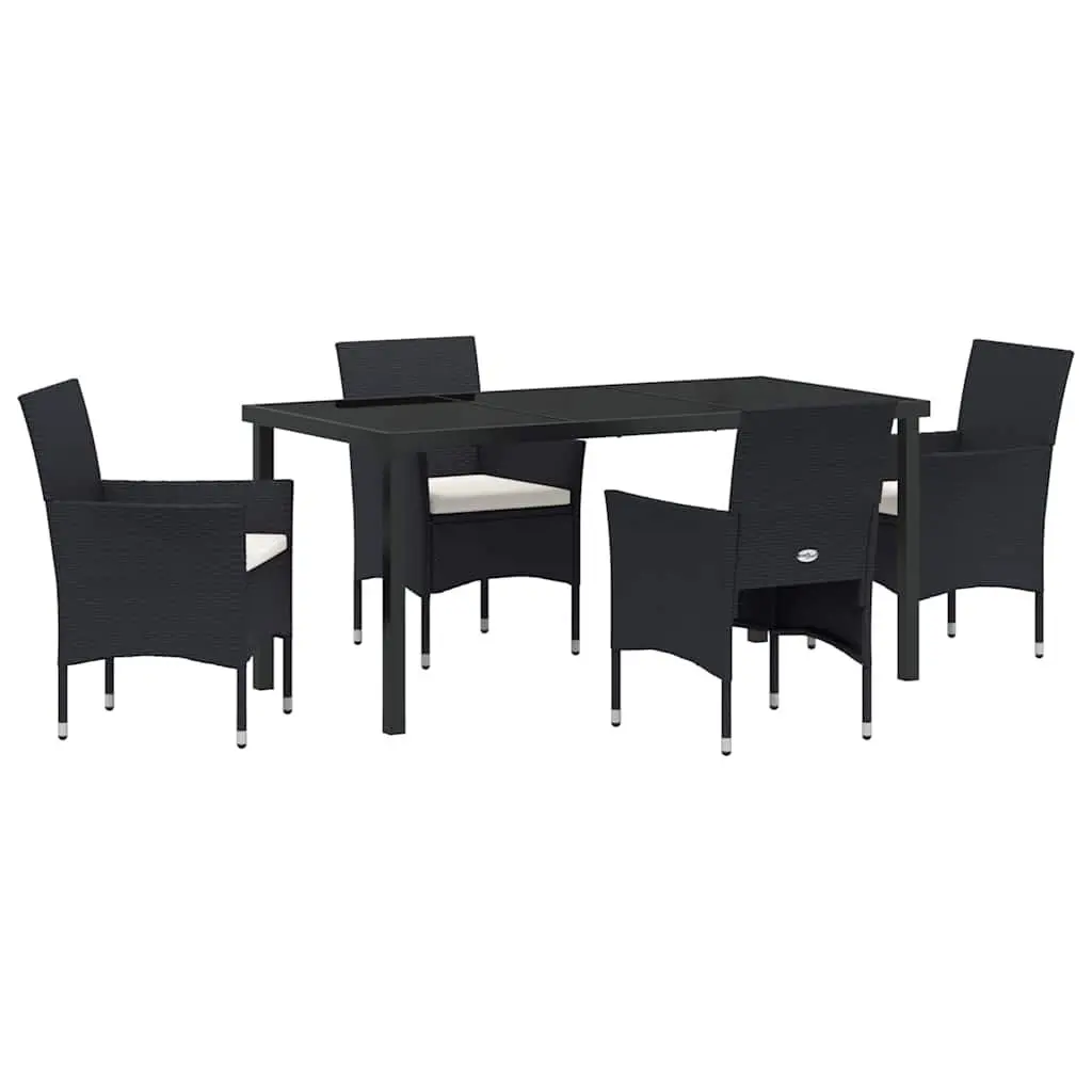 5-Piece Outdoor Garden Dining Set in Black