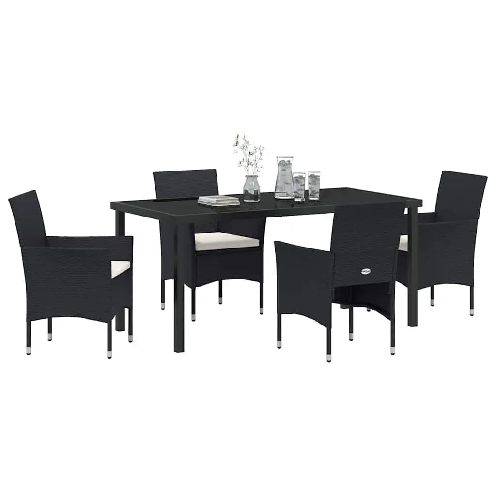 5-Piece Outdoor Garden Dining Set in Black