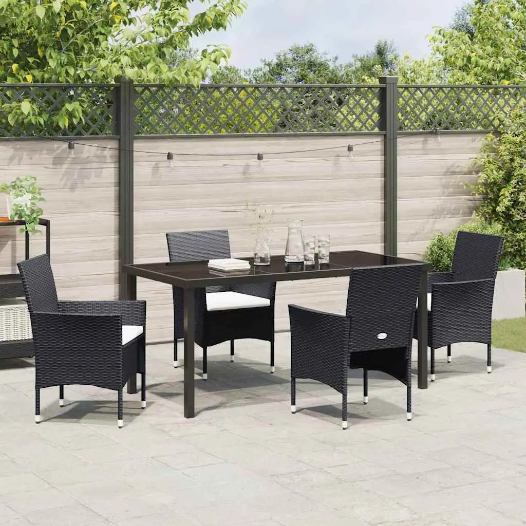 5-Piece Outdoor Garden Dining Set in Black