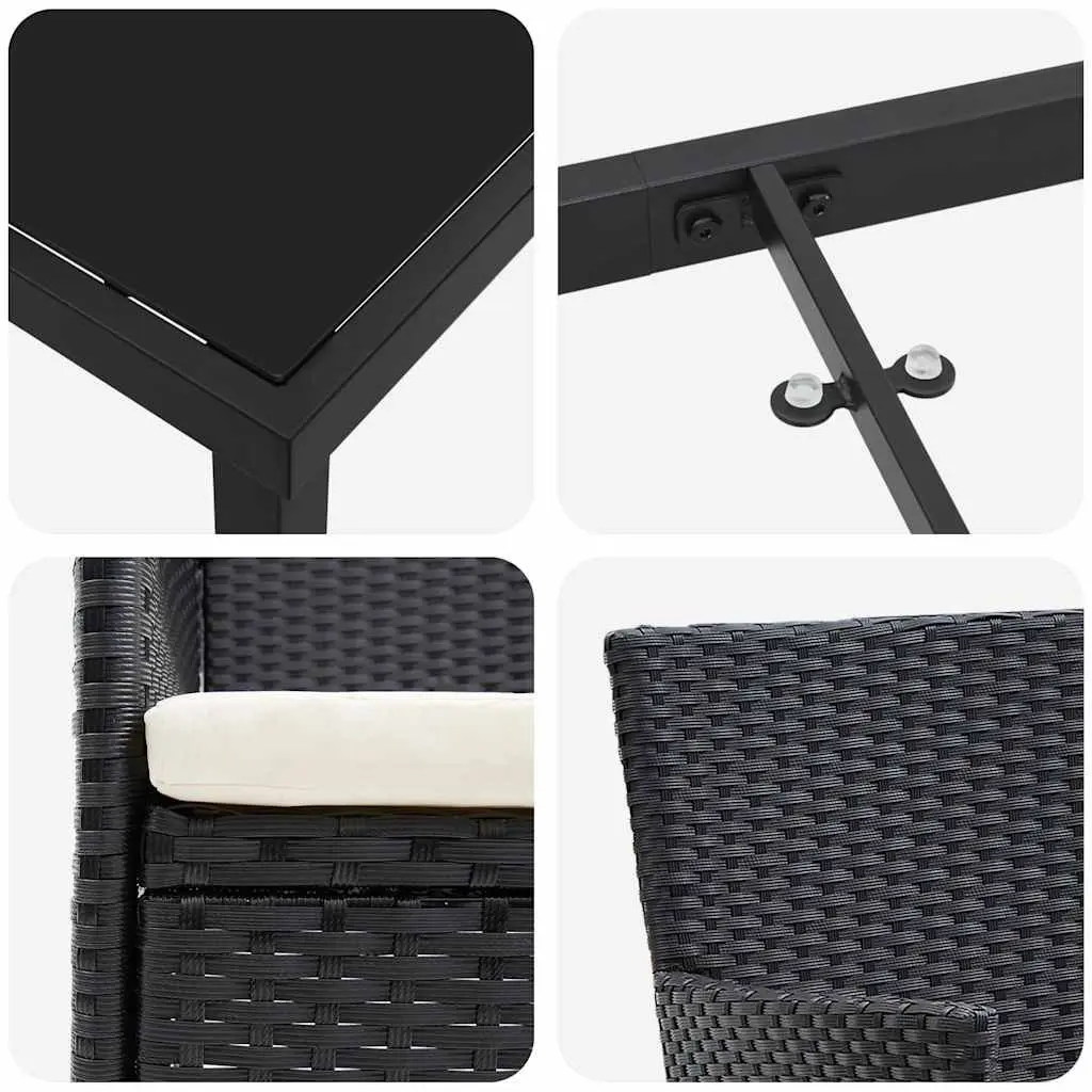 5-Piece Outdoor Garden Dining Set in Black