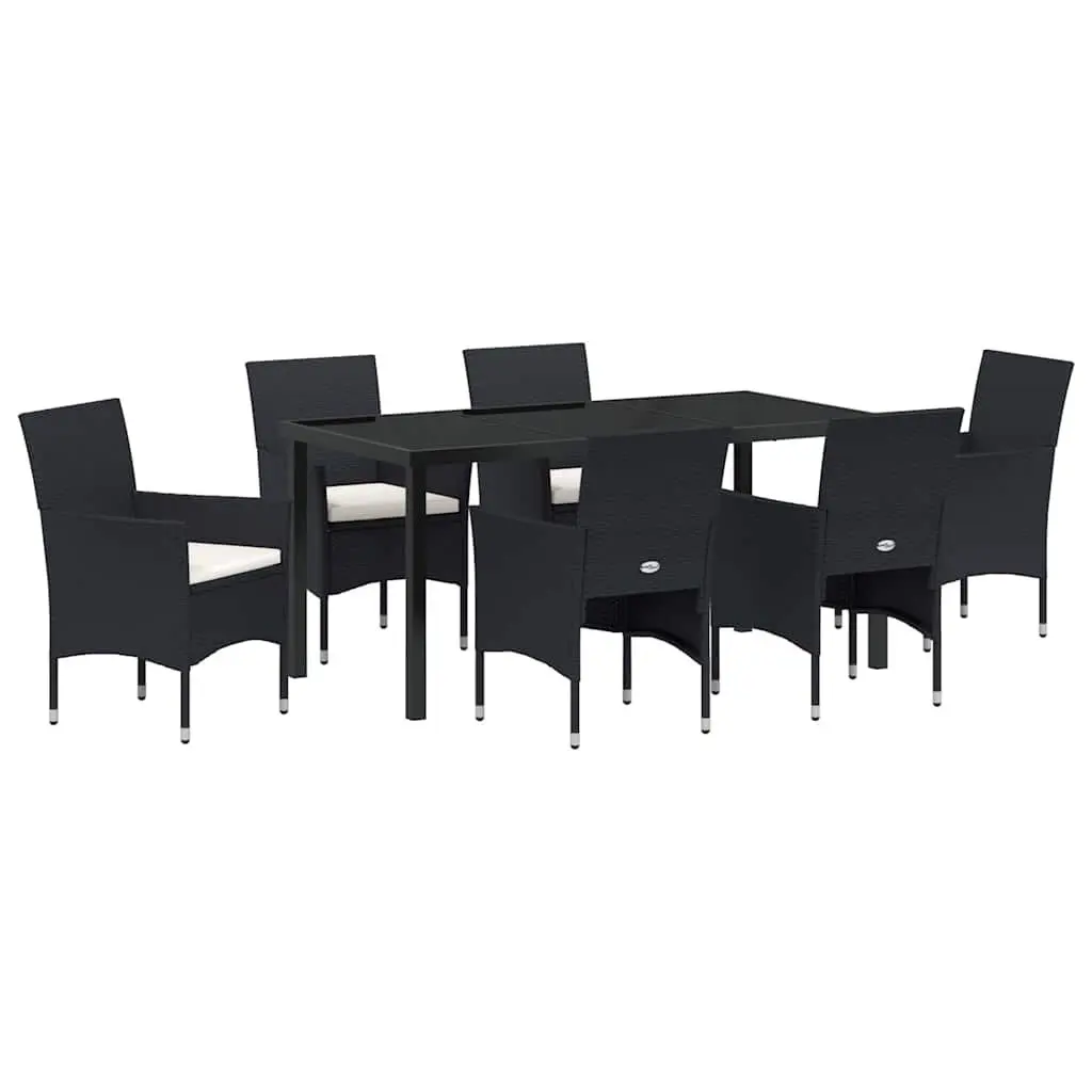 7-Piece Black Poly Rattan Outdoor Dining Set