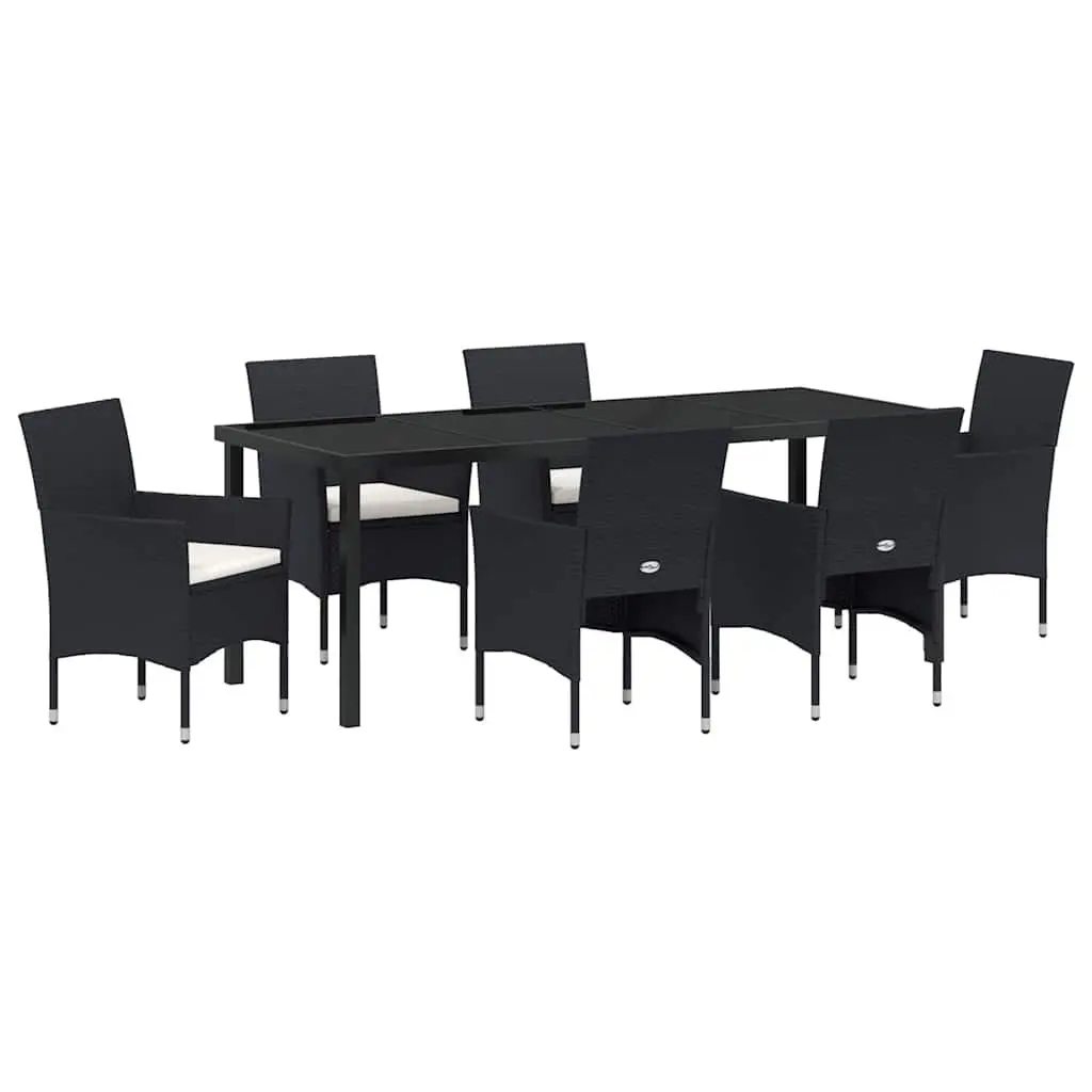7 Piece Black Rattan Outdoor Dining Set