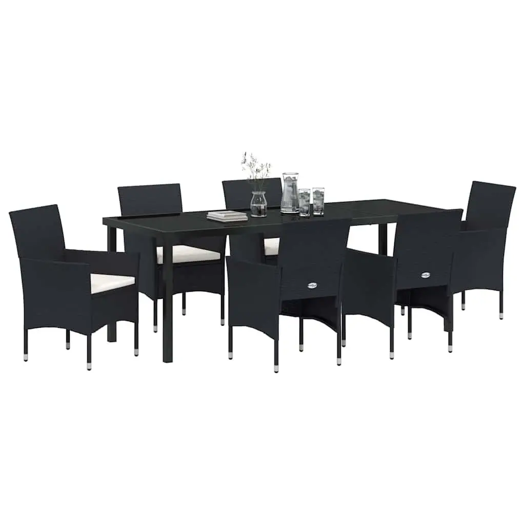 7 Piece Black Rattan Outdoor Dining Set