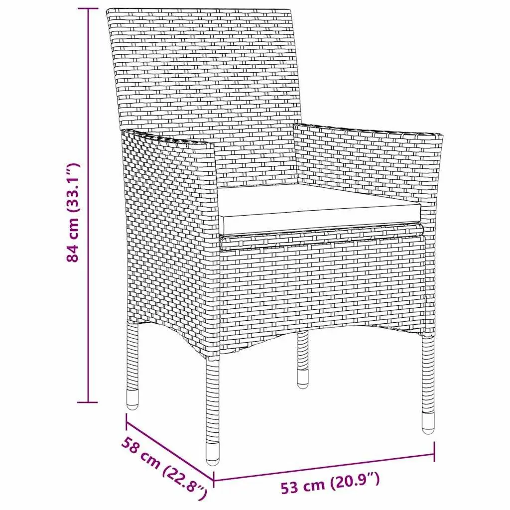5 Piece Garden Dining Set with Grey Cushions