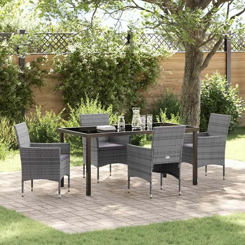5-Piece Grey Garden Dining Set for Outdoor Relaxation