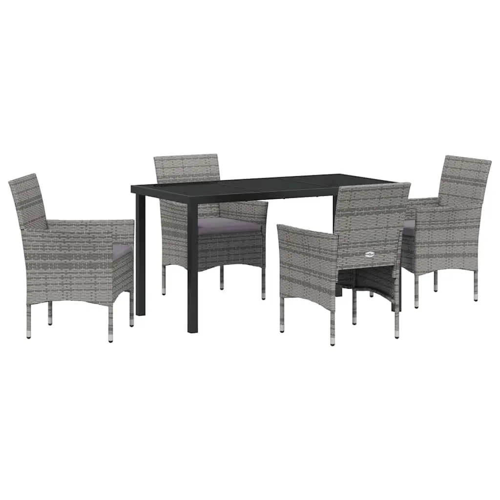 5-Piece Grey Garden Dining Set for Outdoor Relaxation