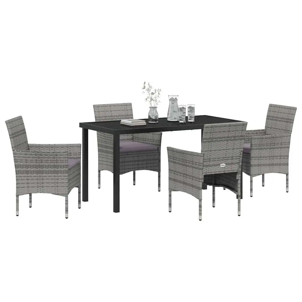 5-Piece Grey Garden Dining Set for Outdoor Relaxation