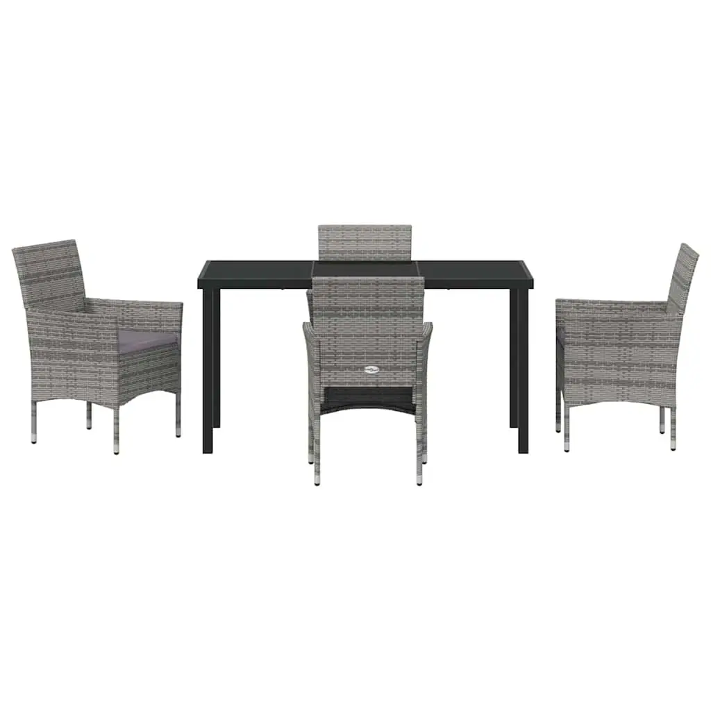 5-Piece Grey Garden Dining Set for Outdoor Relaxation