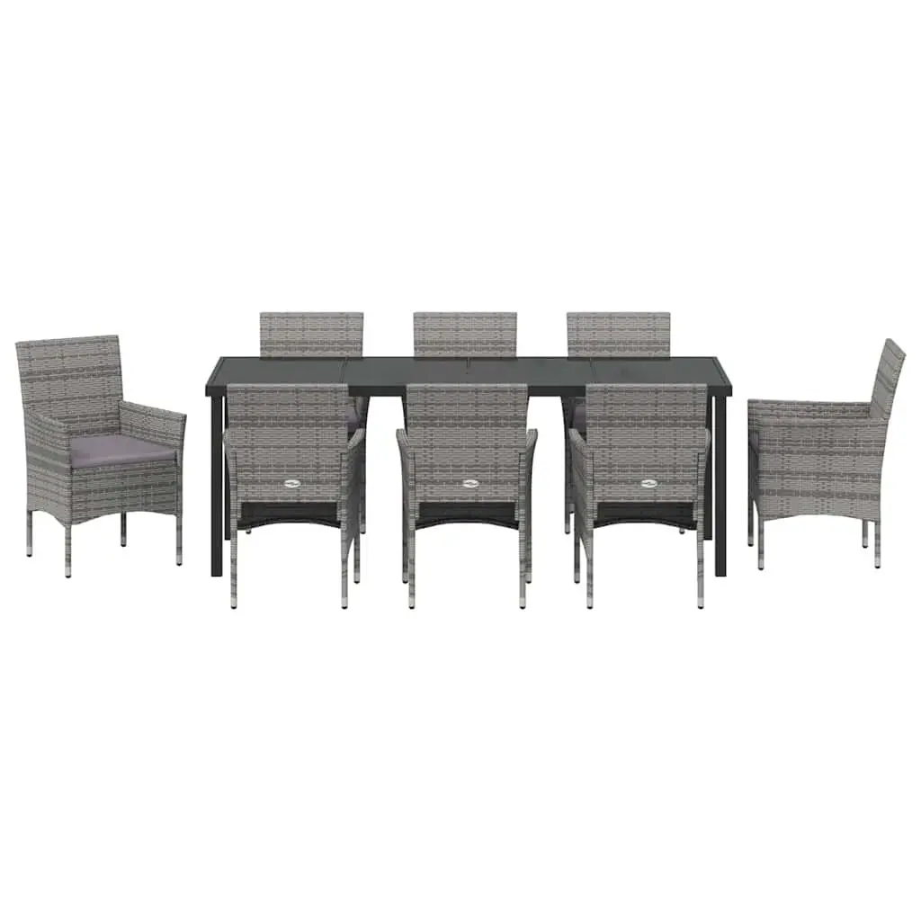 9 Piece Grey Poly Rattan Garden Dining Set