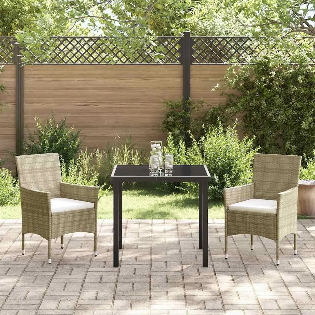 Outdoor Dining Set 3 Pieces Garden Patio Furniture with Cushions Beige