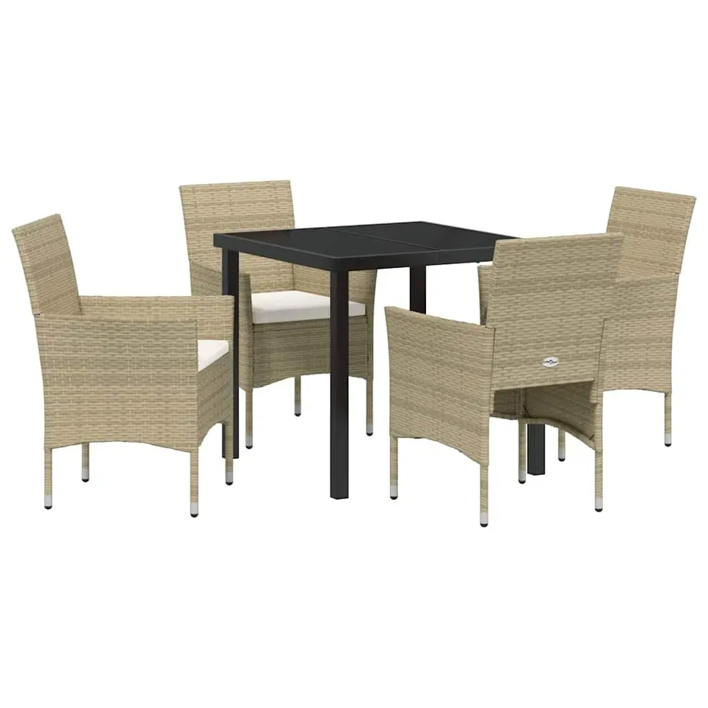 Outdoor Dining Set Poly Rattan 5 Piece Beige