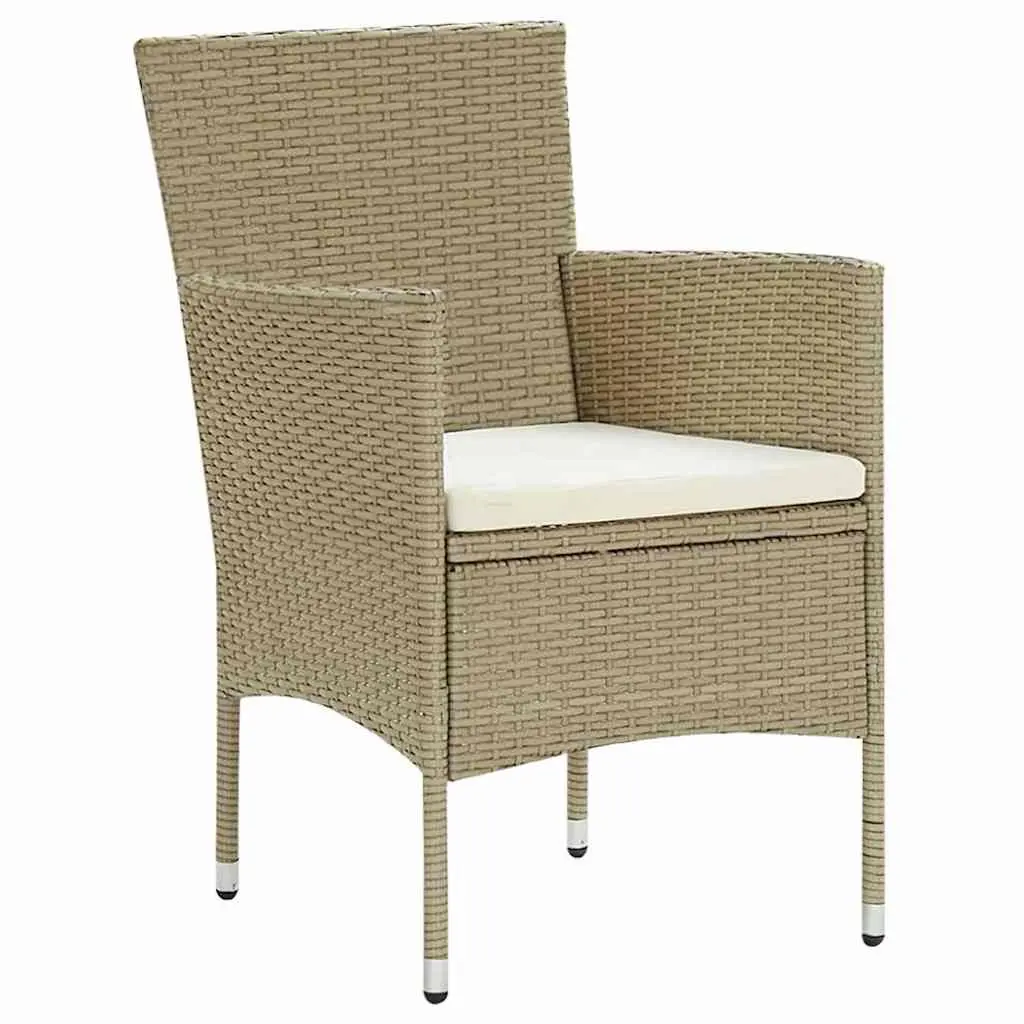 Garden Dining Set Poly Rattan Powder-coated Steel 5 Piece Beige Outdoor Furniture