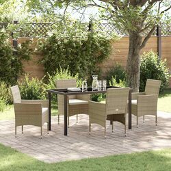 Durable 5 Piece Garden Dining Set with Glass Table