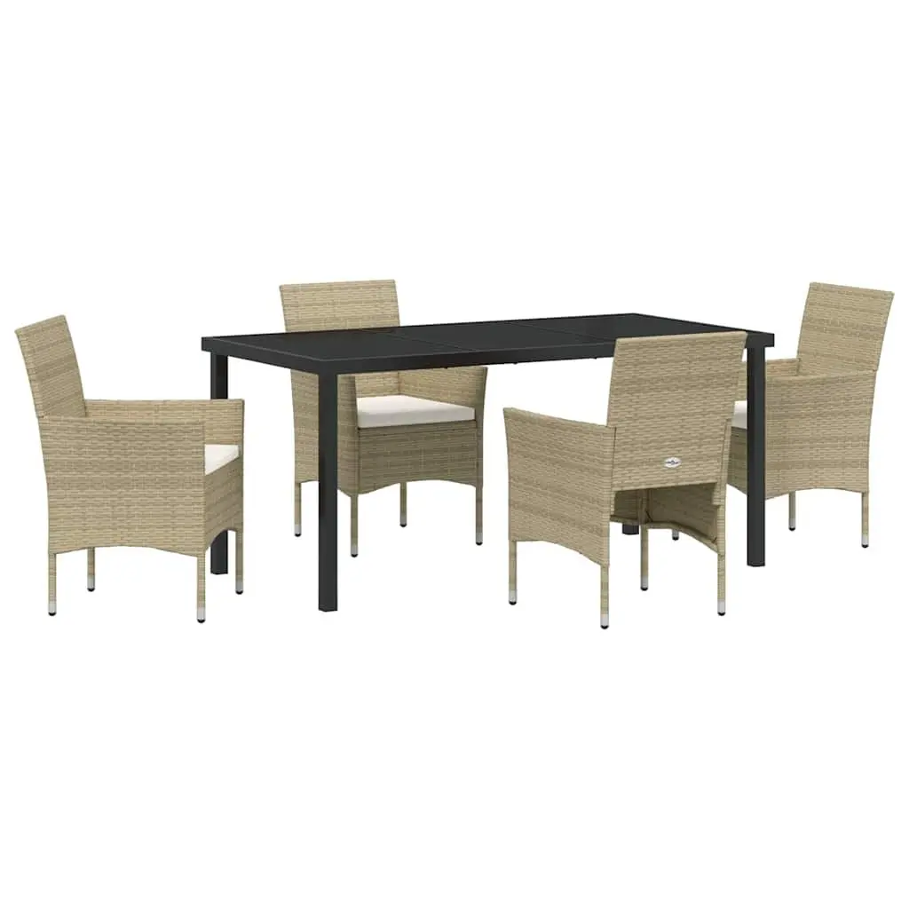 5 Piece Garden Dining Set with Glass Table