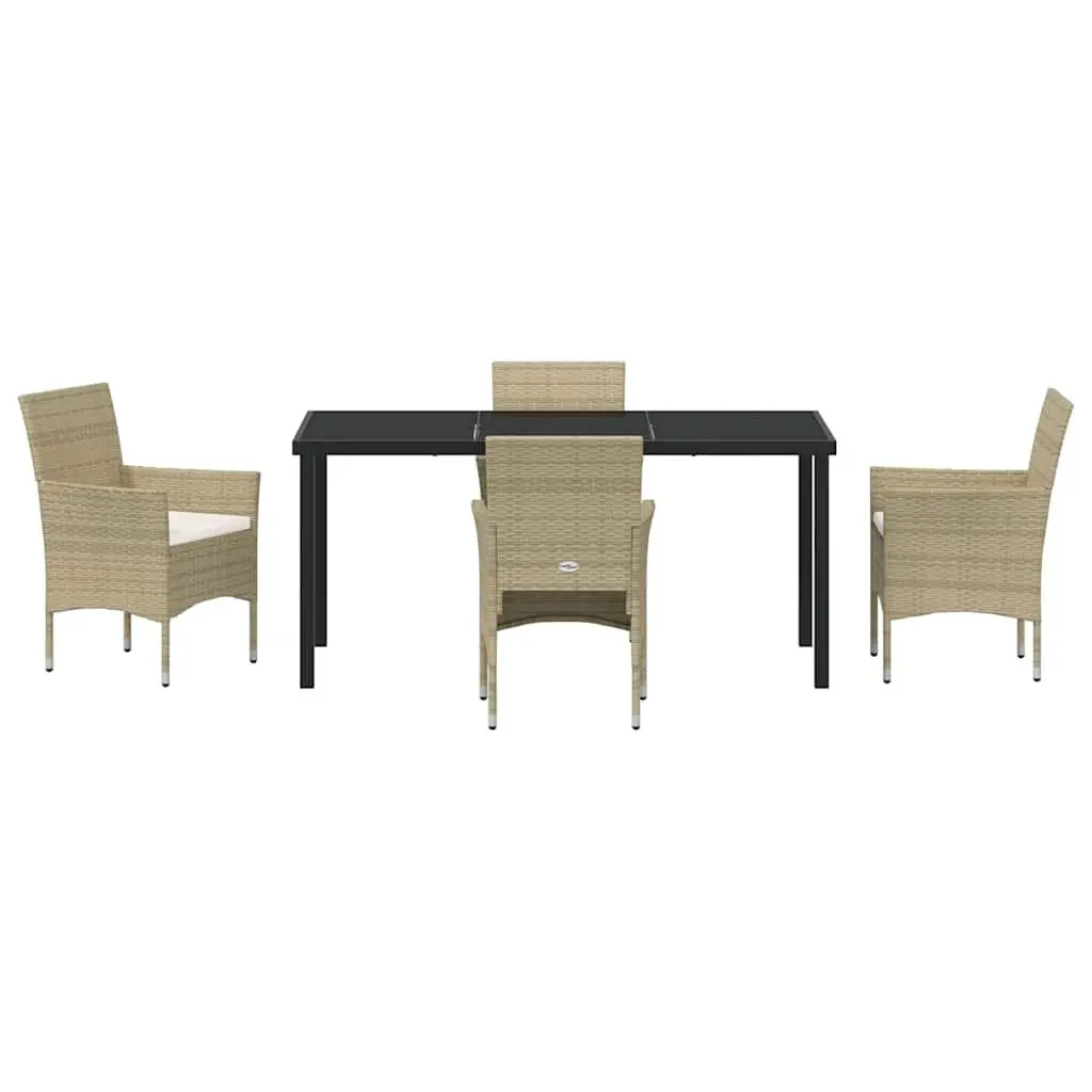 5 Piece Garden Dining Set with Glass Table