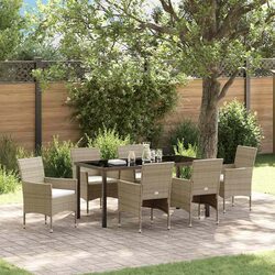 7-Piece Beige Garden Dining Set for Outdoor Spaces