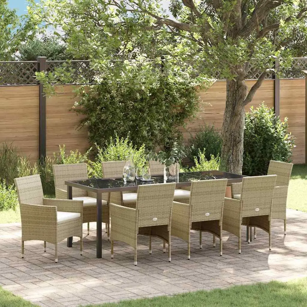 9-Piece Garden Dining Set in Beige