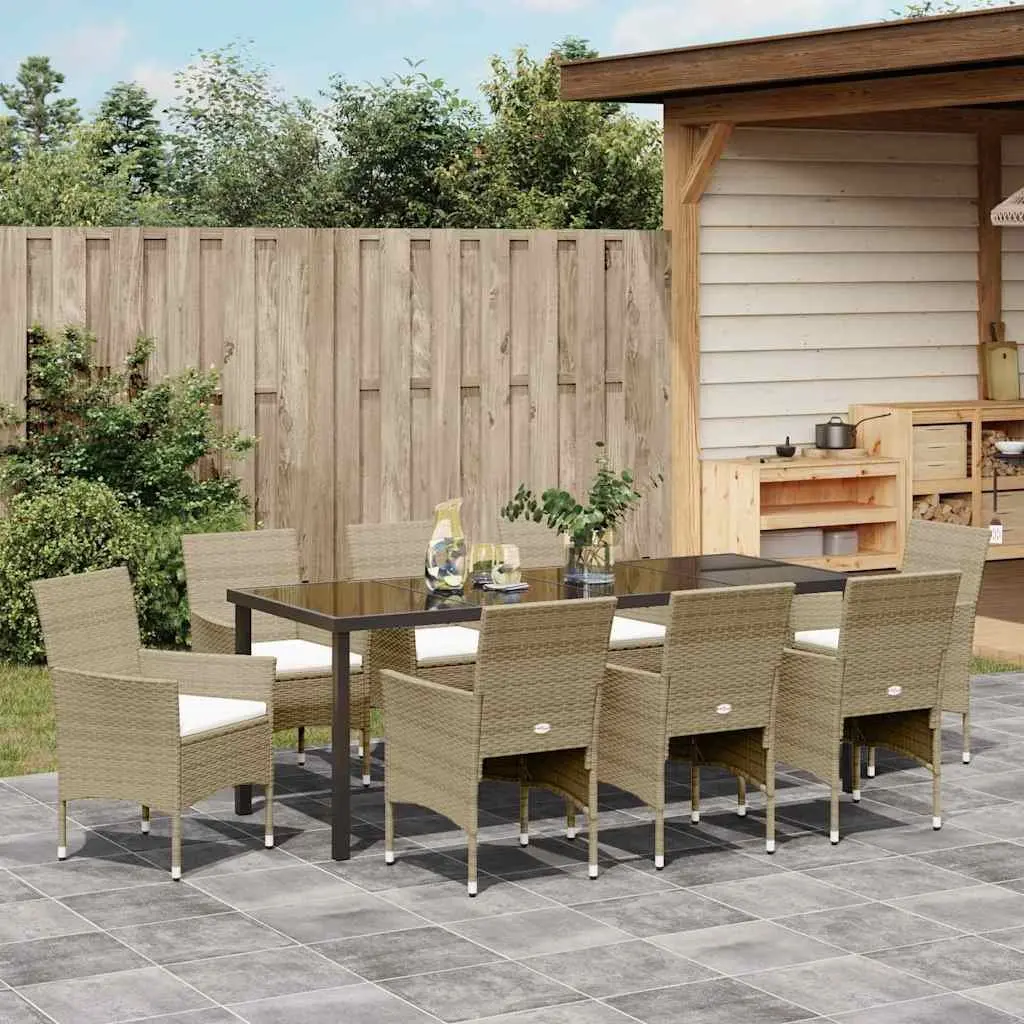 9-Piece Garden Dining Set in Beige