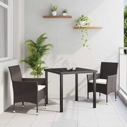 Durable Garden Dining Set 3 Pieces with Brown Poly Rattan