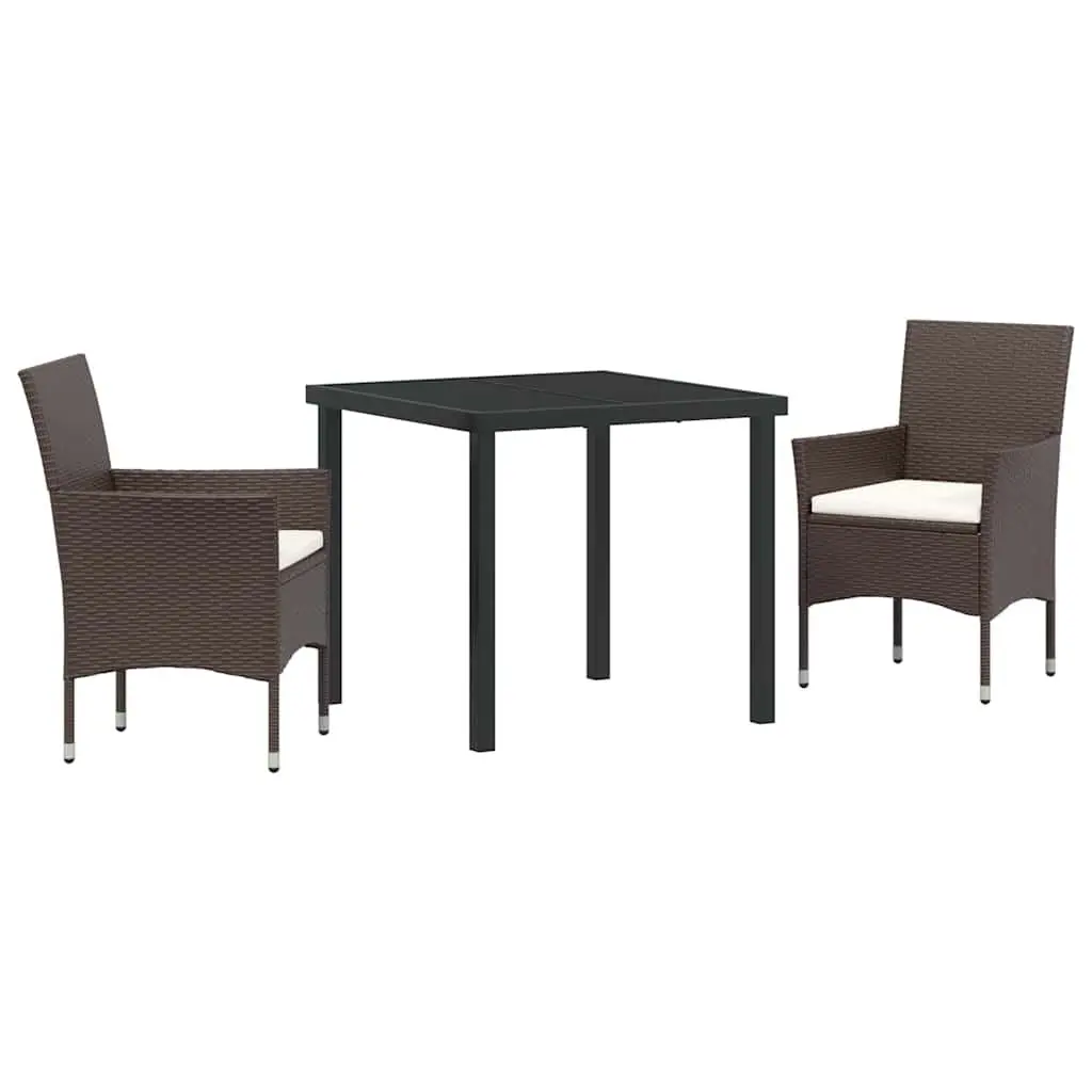 Garden Dining Set 3 Pieces with Brown Poly Rattan