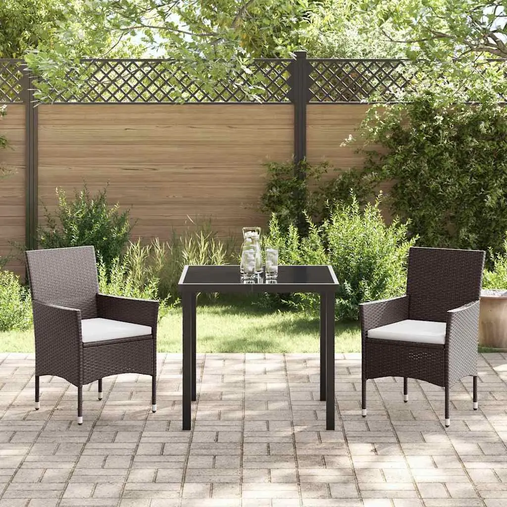 Garden Dining Set 3 Pieces with Brown Poly Rattan