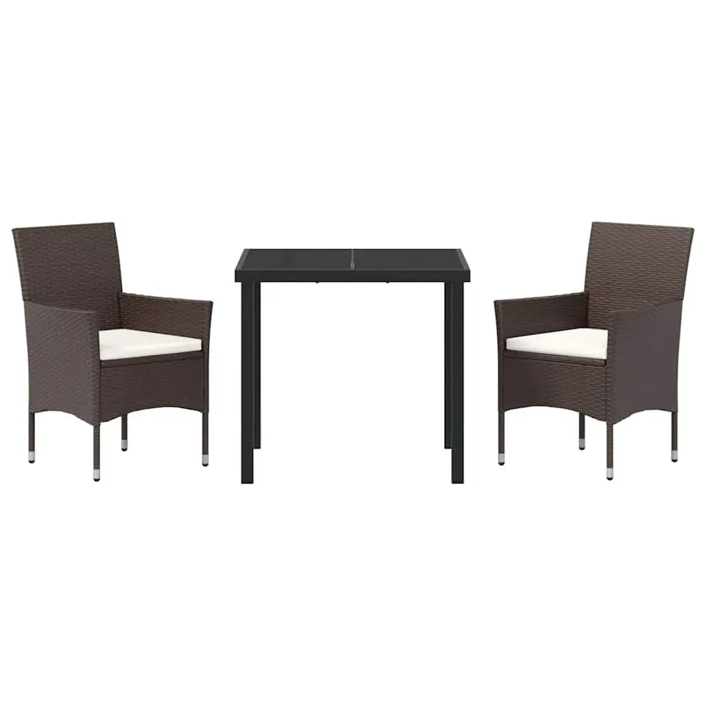 Garden Dining Set 3 Pieces with Brown Poly Rattan