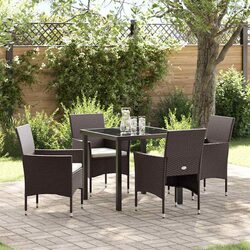 Premium 5-Piece Brown Poly Rattan Outdoor Dining Set
