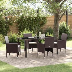 Durable Brown Poly Rattan 5-Piece Outdoor Dining Set